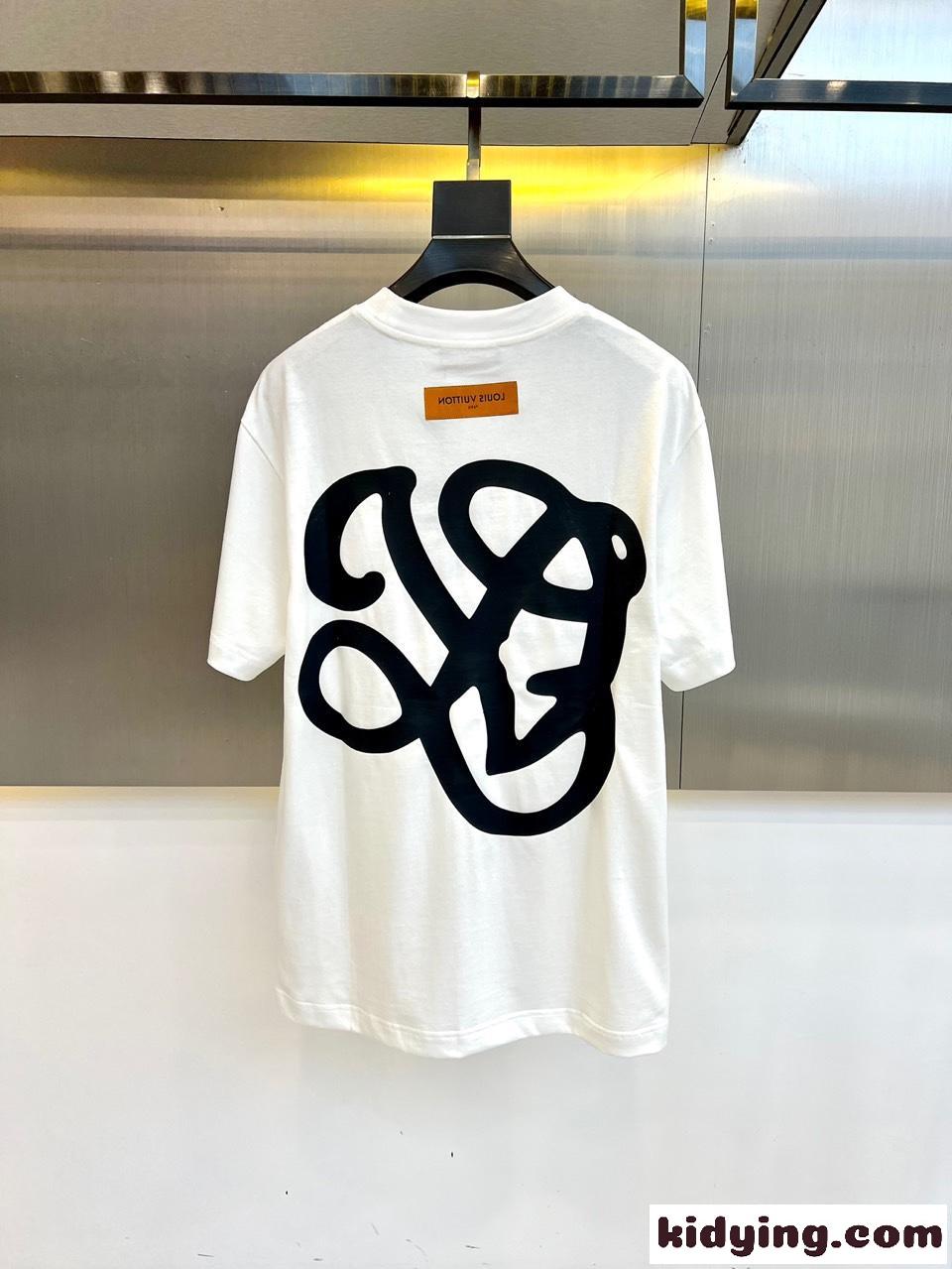 ルイ・ヴィトン 半袖Tシャツ コピー 人気 おしゃれ ロゴ コットンtシャツ ホワイト-4