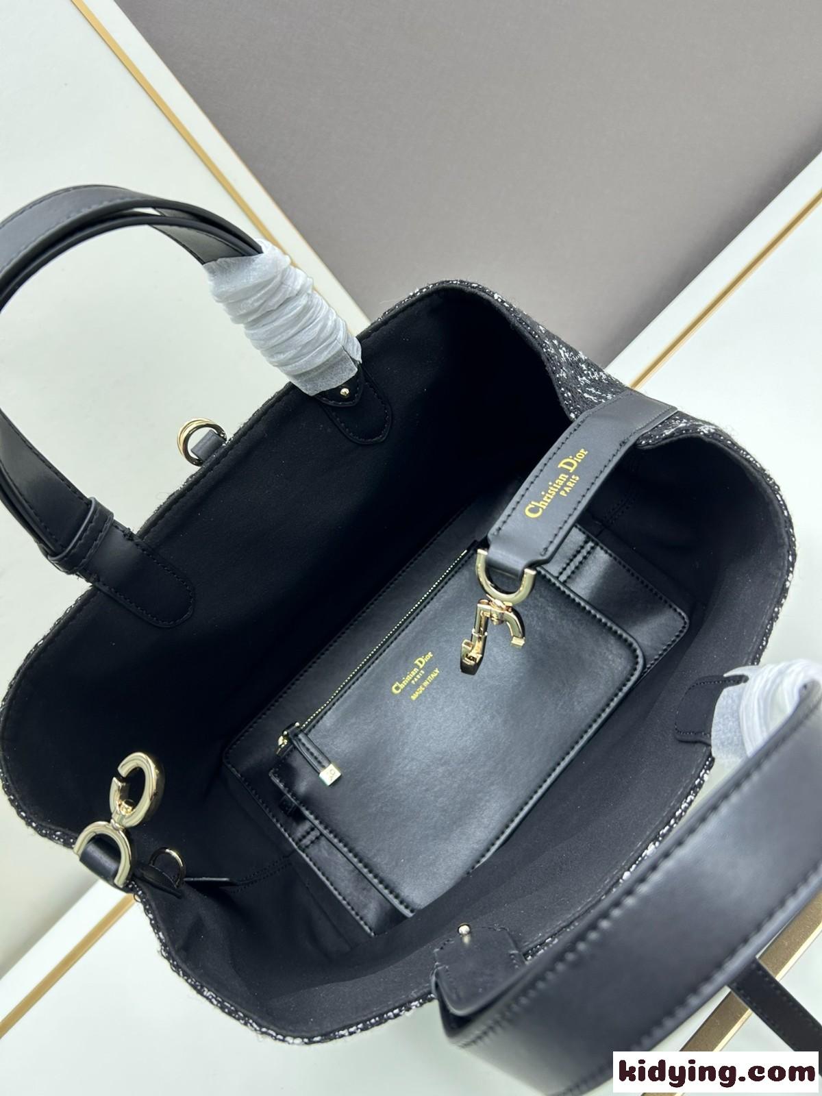 カナージュ ツイード Dior Toujours バッグ ミディアム クリスチャン・ディオール バッグ コピー ブラック-3