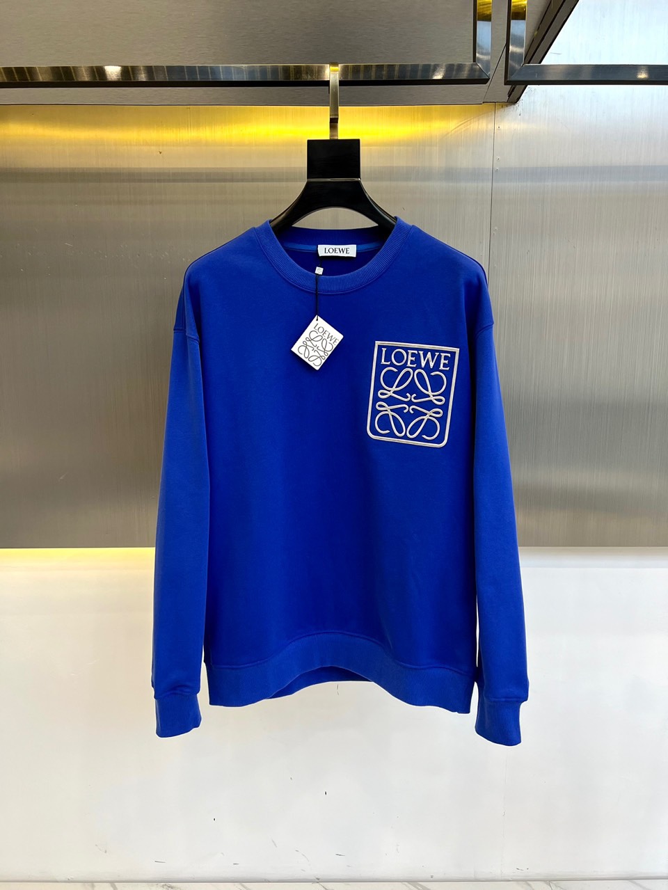 カジュアル ロゴ コットン スウェットシャツ ロエベ Tシャツ コピー ブルー-0