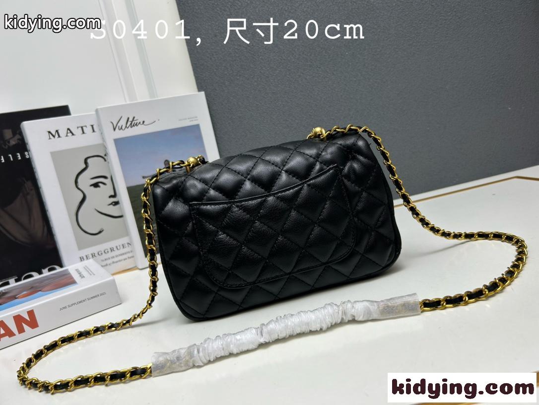 人気 可愛い 24P パール ミニ フラップバッグ シャネル バッグ コピー ブラック-2