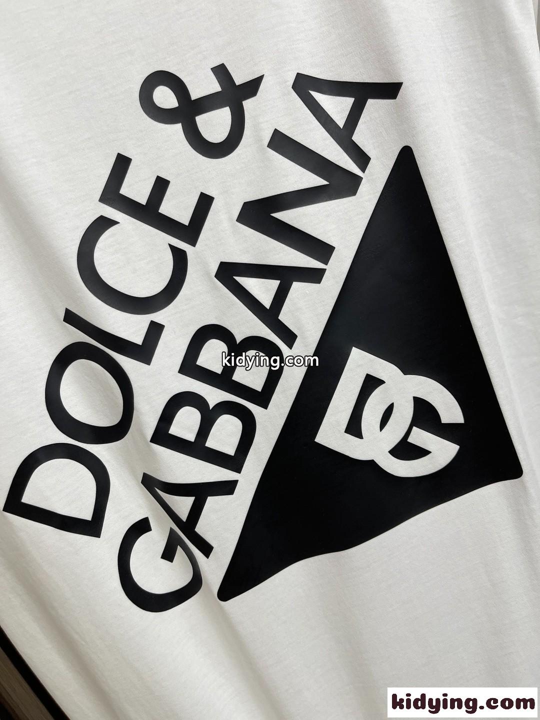 カジュアル おしゃれ ロゴプリント ドルチェ&ガッバーナ Tシャツ 偽物 コットン-3