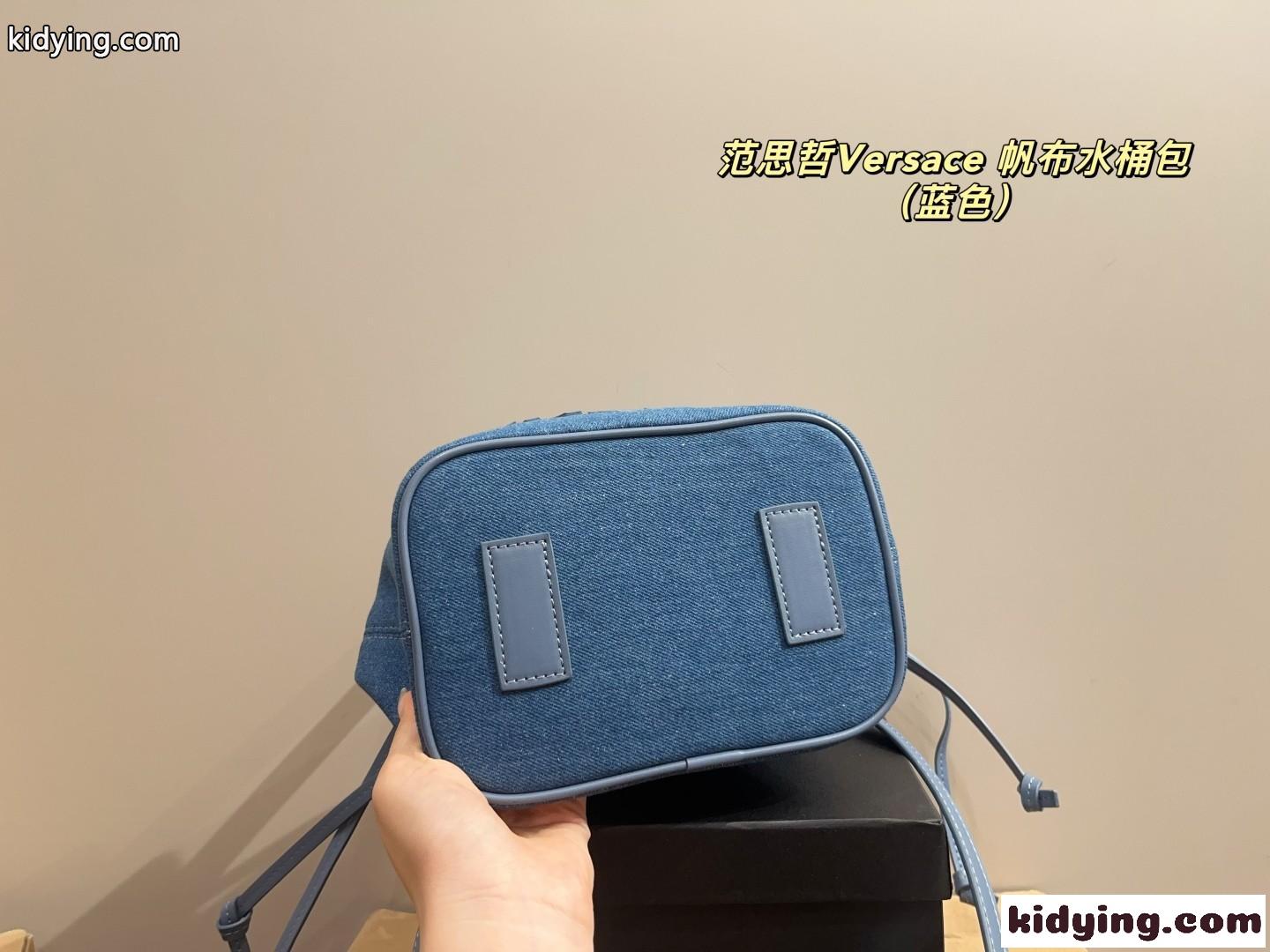 デニム バケット バッグ ラ メドゥーサ ヴェルサーチェ バッグ コピー ブルー-4