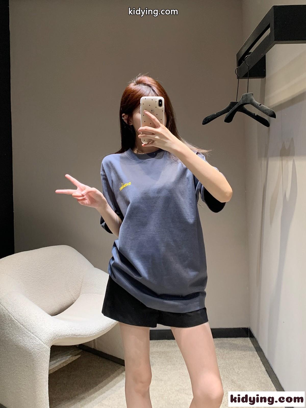 可愛い ユニセック スプリント コットンTシャツ バーバリー 半袖Tシャツ コピー グレー-5