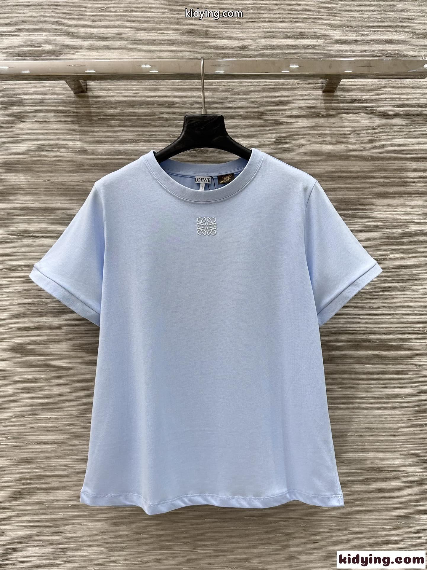 カジュアル 合わせやすい レース Tシャツ ロエベ Tシャツ コピー ライトブルー-2
