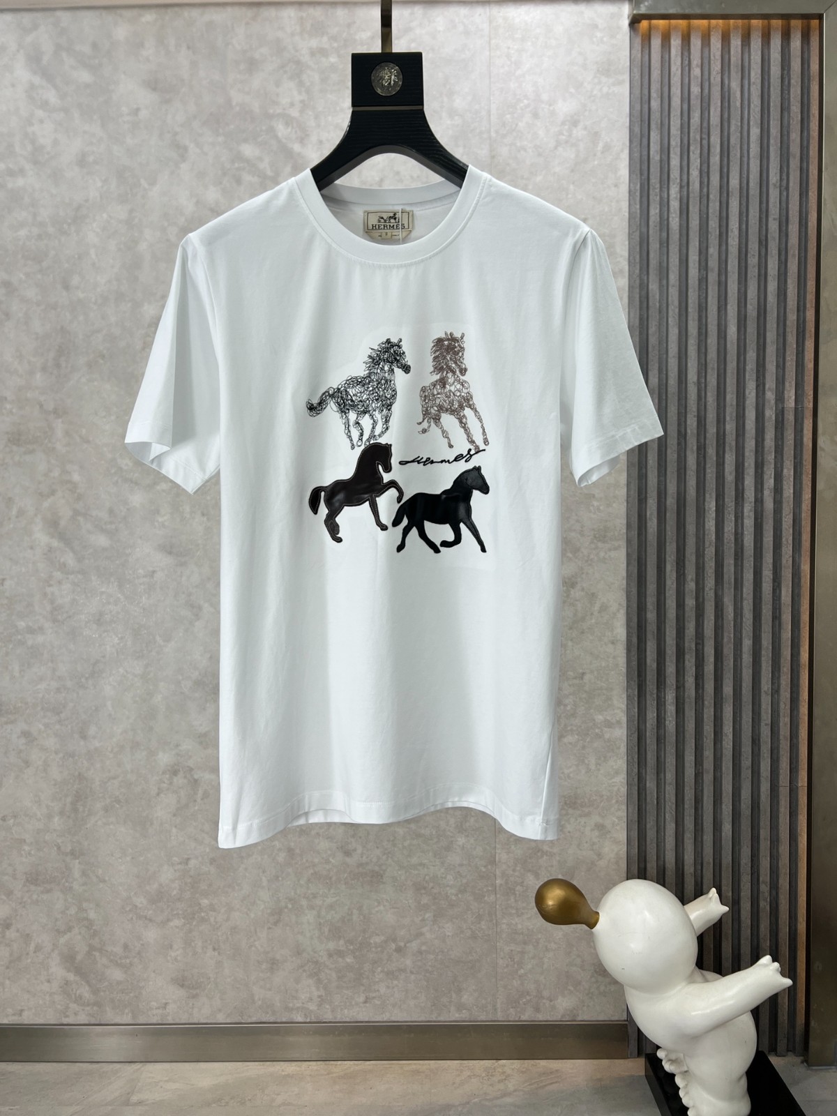エルメス Tシャツ コピー 上品 カジュアル クルーネック 半袖Tシャツ ホワイト-1