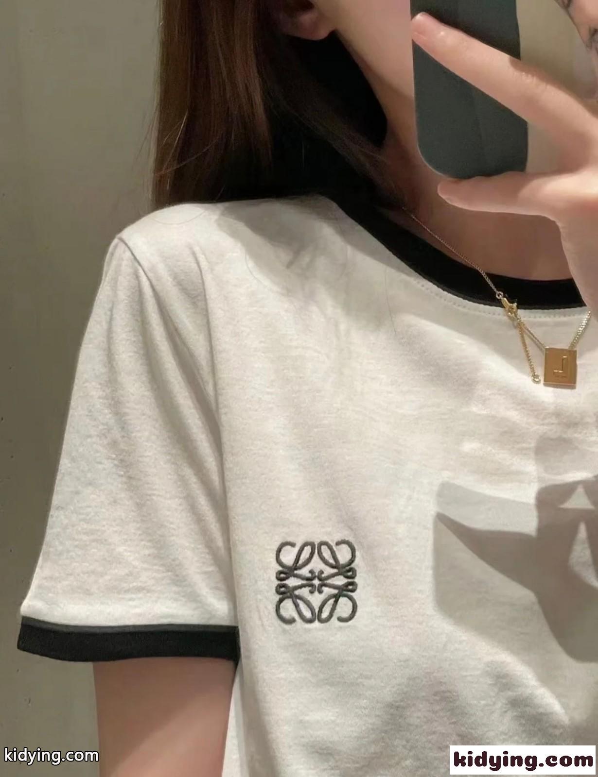 人気 定番 クルーネック アナグラム 刺繍 ロエベ tシャツ コピー 半袖 合わせやすい トップス-3