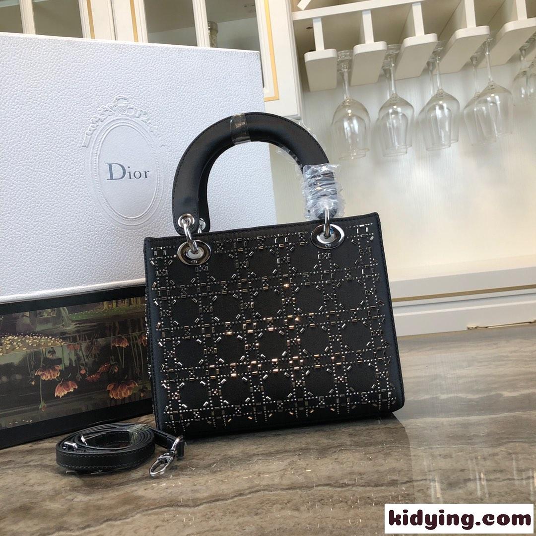 大人気 LADY DIOR カナージュ サテン ハンドバッグ クリスチャン・ディオール バッグ コピー ブラック-2