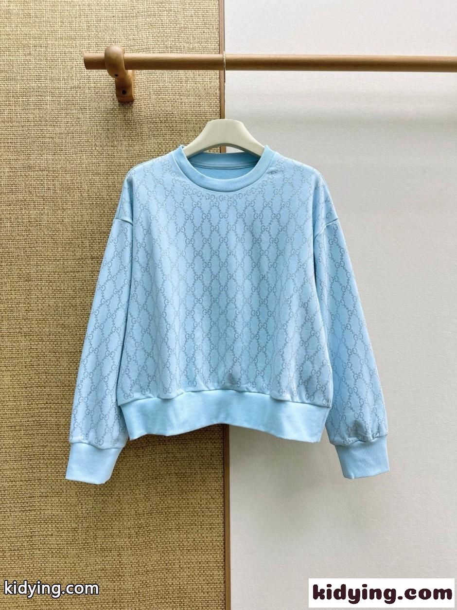 ラインストーン GG クルーネック スウェットシャツ グッチ Tシャツ コピー ブルー-2