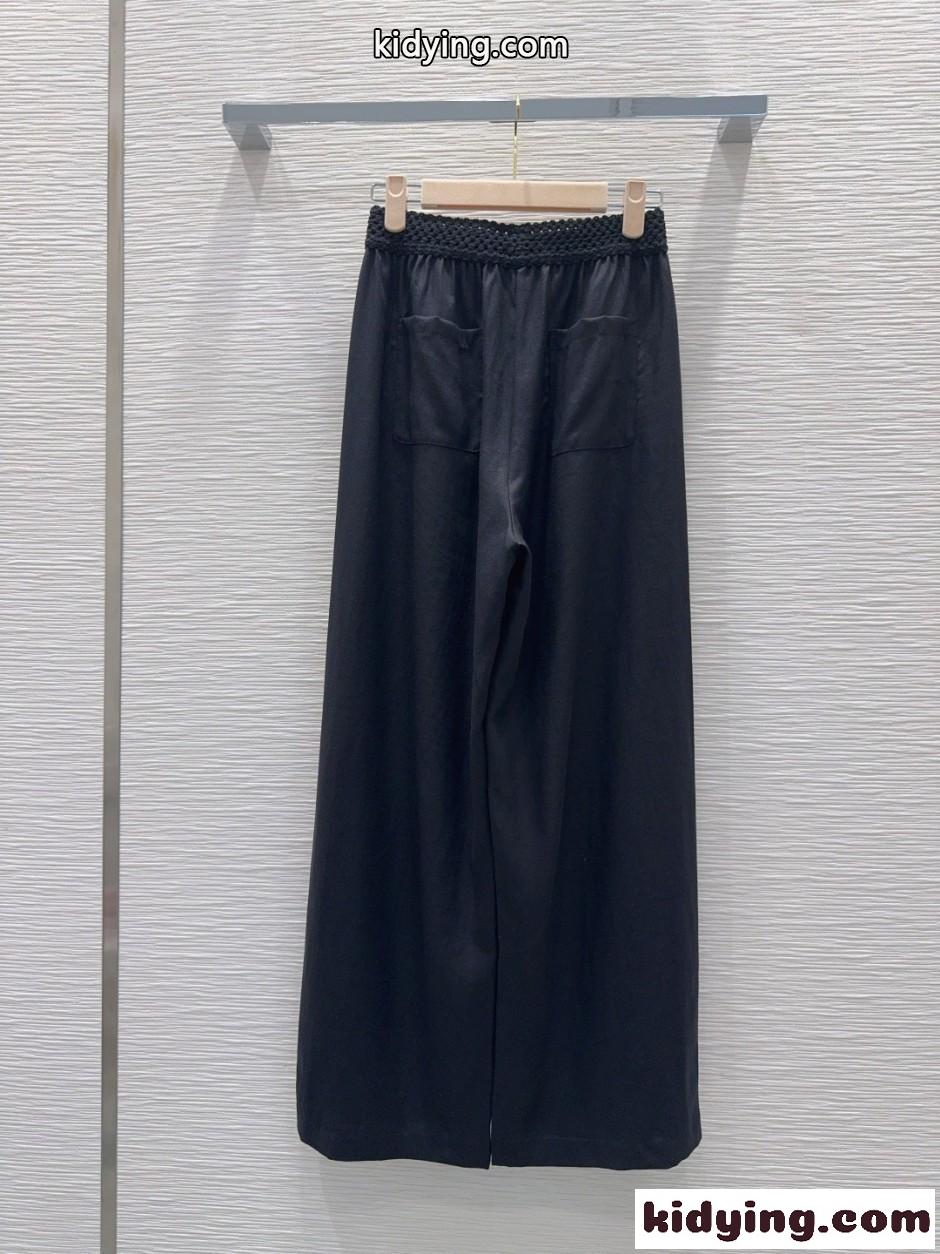 クロシェウエスト ワイドパンツ ミュウミュウ パンツ 偽物 ブラック-4