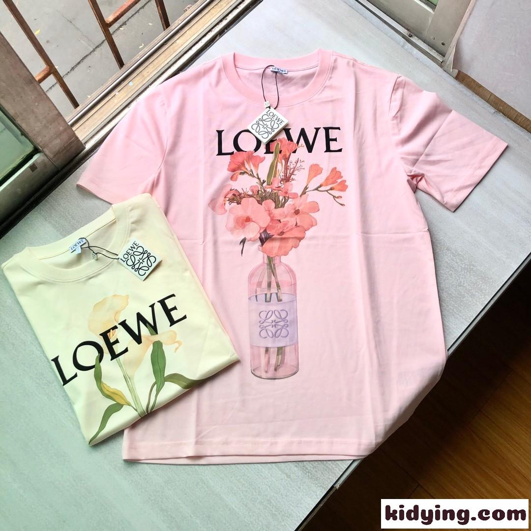 可愛い フェミニン プリント クルーネック ロエベ tシャツ コピー 半袖 春夏 新作 定番 カジュアル おしゃれ トップス-0