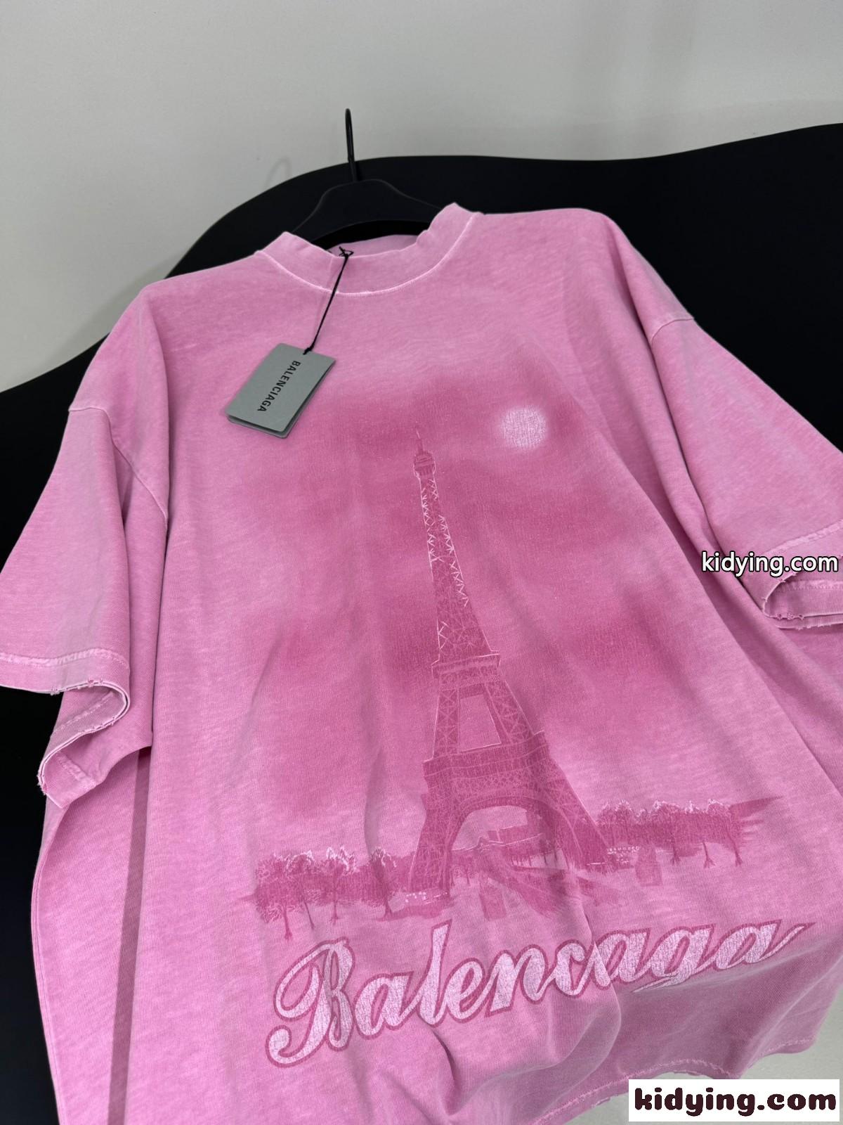 PARIS MOON 半袖Tシャツ オーバーサイズ バレンシアガ Tシャツ コピー ピンク-2