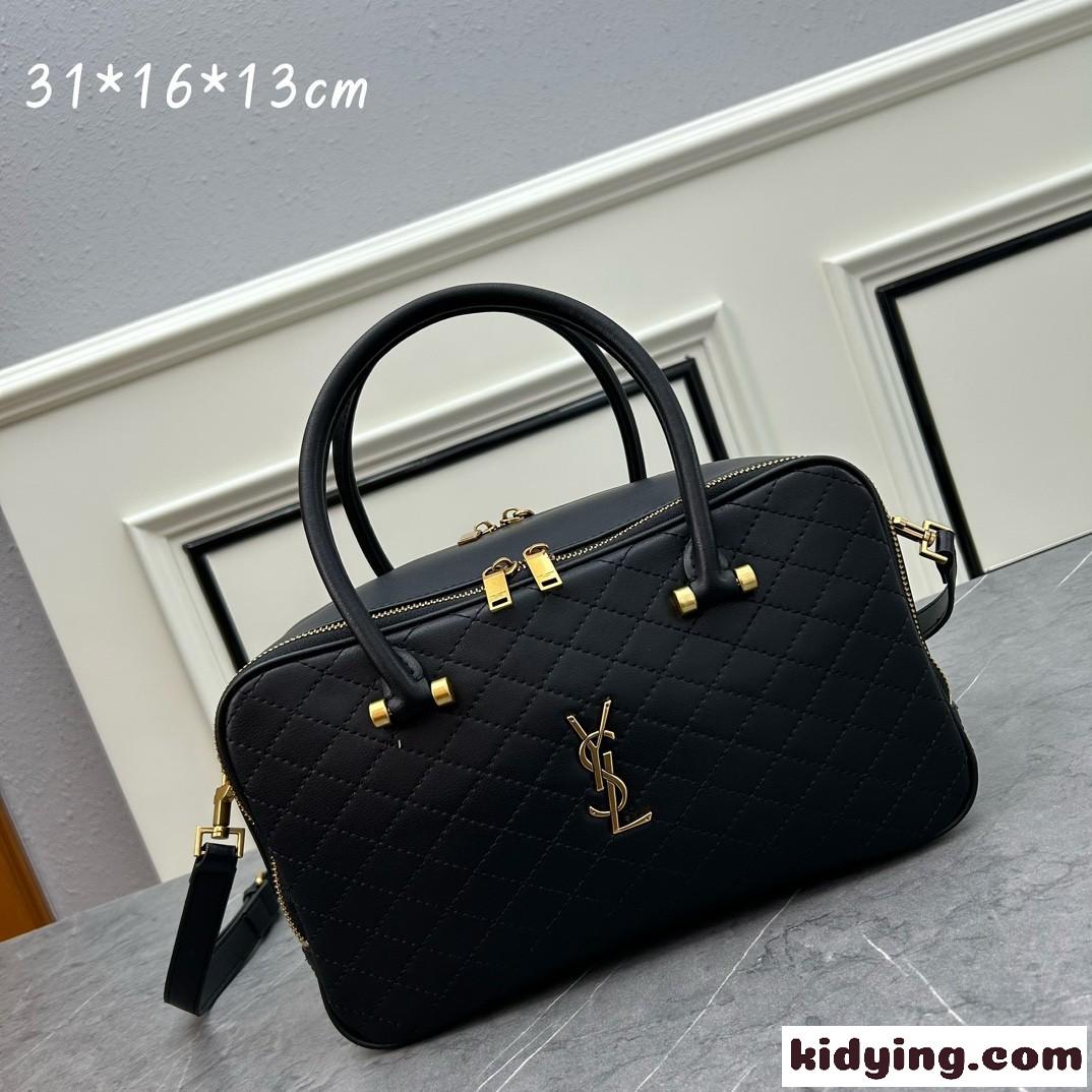 YSL リヤ ダッフルバッグ イヴ・サンローラン バッグ コピー 大容量 ブラック-0