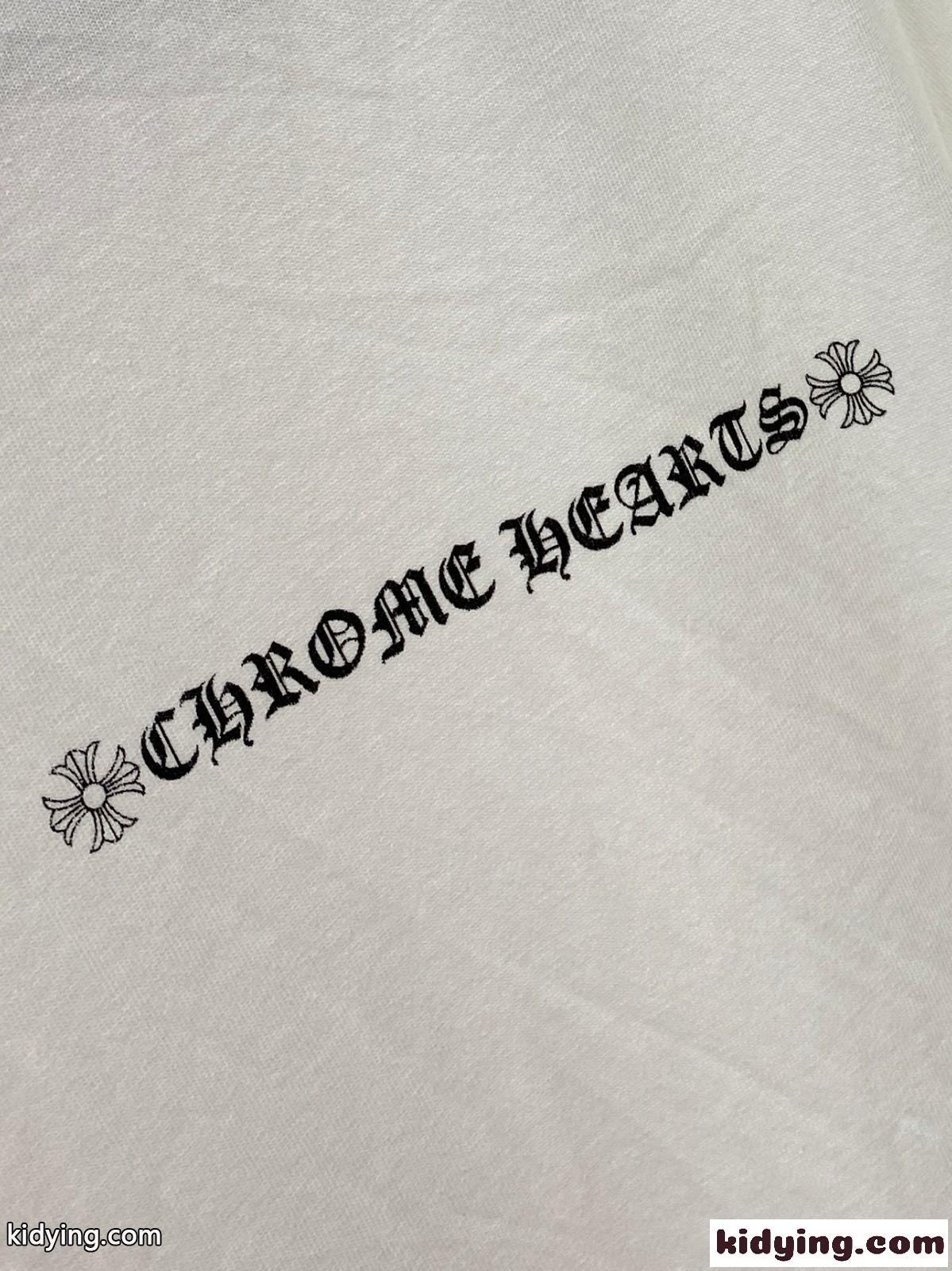 カジュアル ロゴプリント クルーネック クロムハーツ 半袖Tシャツ コピー ホワイト-3