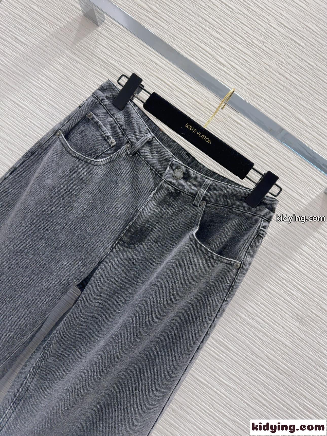 ウォッシュデニムワイドレッグジーンズ ルイヴィトン パンツ コピー デニムパンツ-2