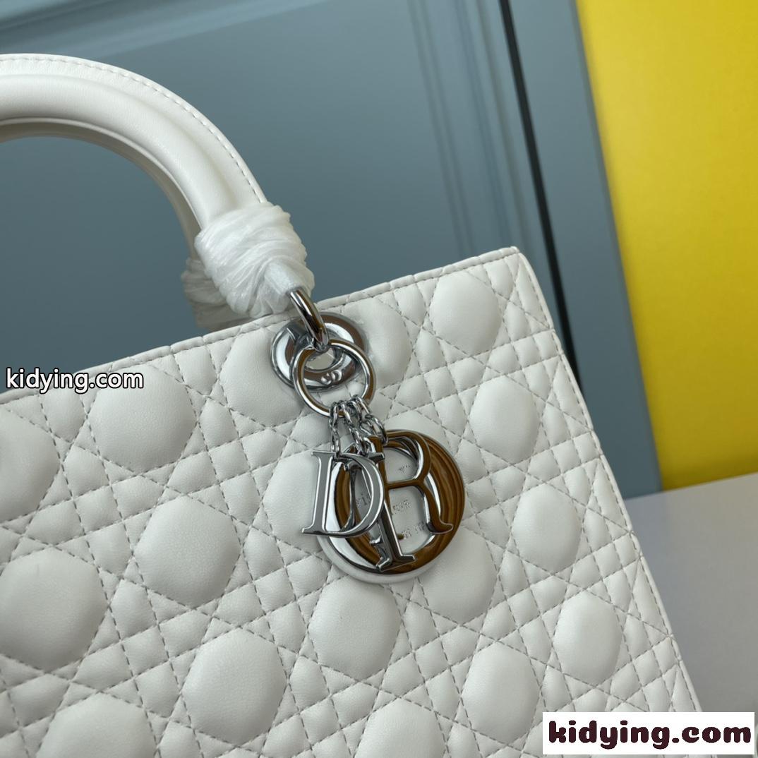 LADY DIOR ラージバッグ クリスチャン・ディオール スーパーコピー ラムスキン ホワイト-3