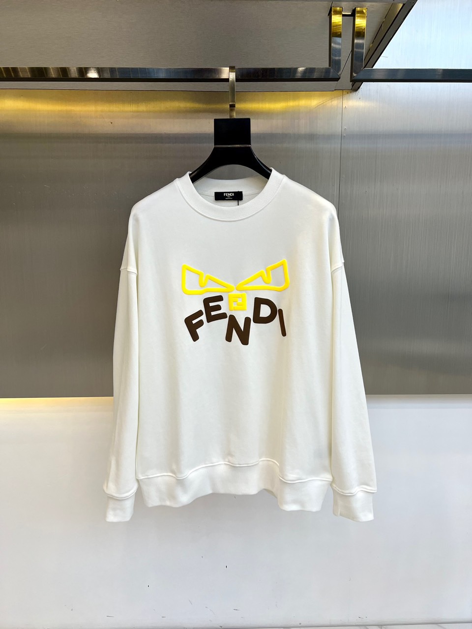 フェンディ Tシャツ コピー カジュアル ロゴ入り クルーネック スウェットシャツ ホワイト-1