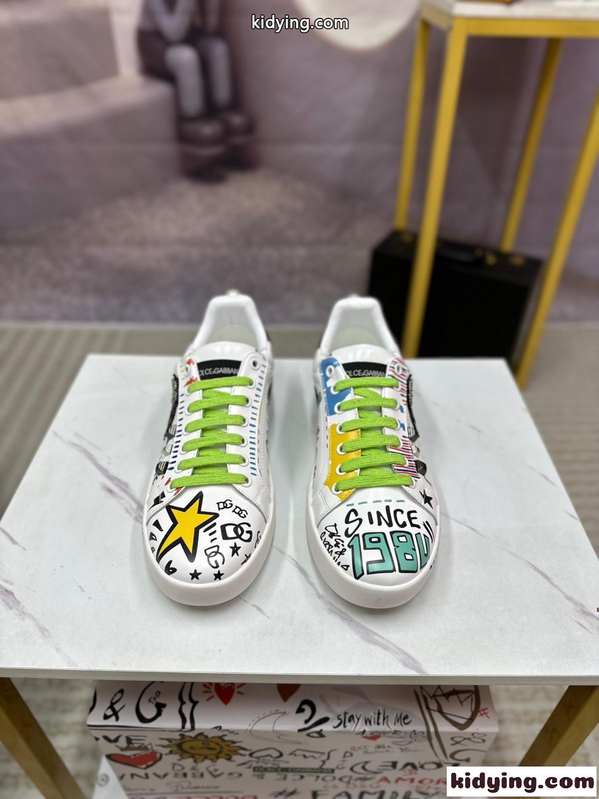 おしゃれ 人気 レースアップ ドルチェ&ガッバーナ スニーカー コピー プリント ローカット-1
