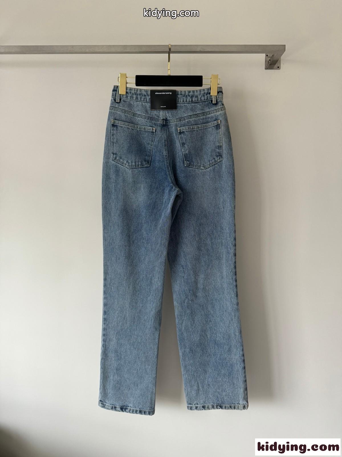 カットアウトロゴ入り デニムジーンズ アレキサンダーワング パンツ コピー ブルー-1