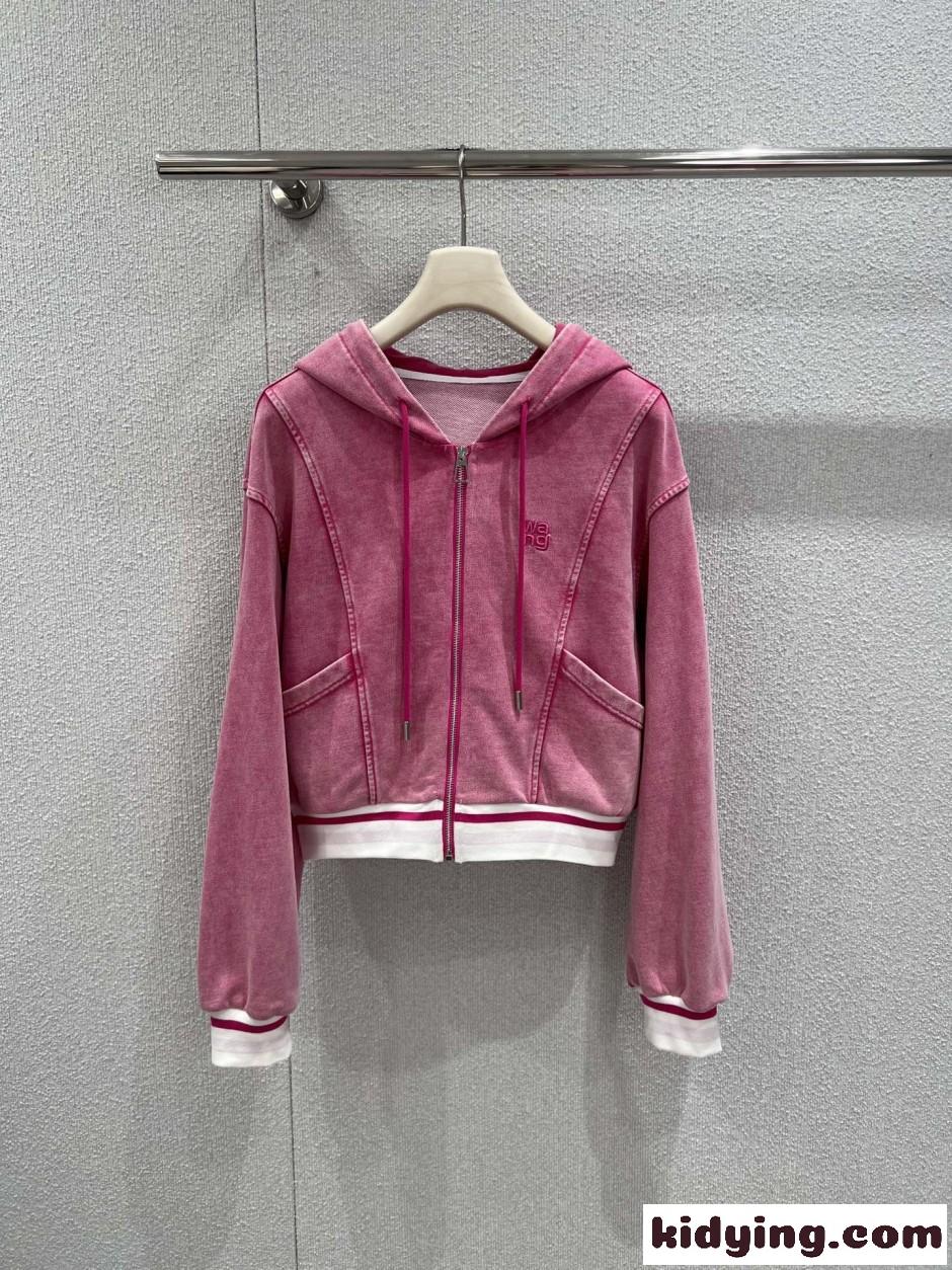 アレキサンダーワング ジップアップフーディ&スウェットパンツ 上下セット 偽物 ピンク-1