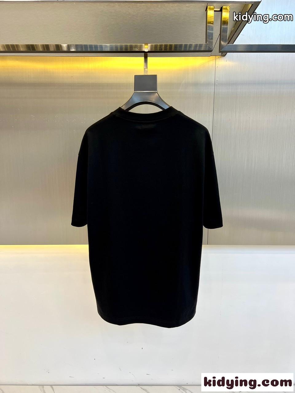 カジュアル 刺繍入り コットン 半袖Tシャツ モンクレール Tシャツ コピー ブラック-3