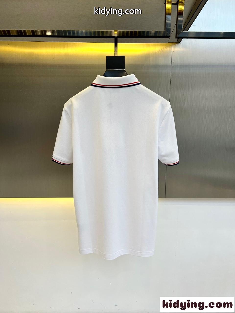 カジュアル コットンピケ 半袖ポロシャツ モンクレール Tシャツ スーパーコピー ホワイト-1