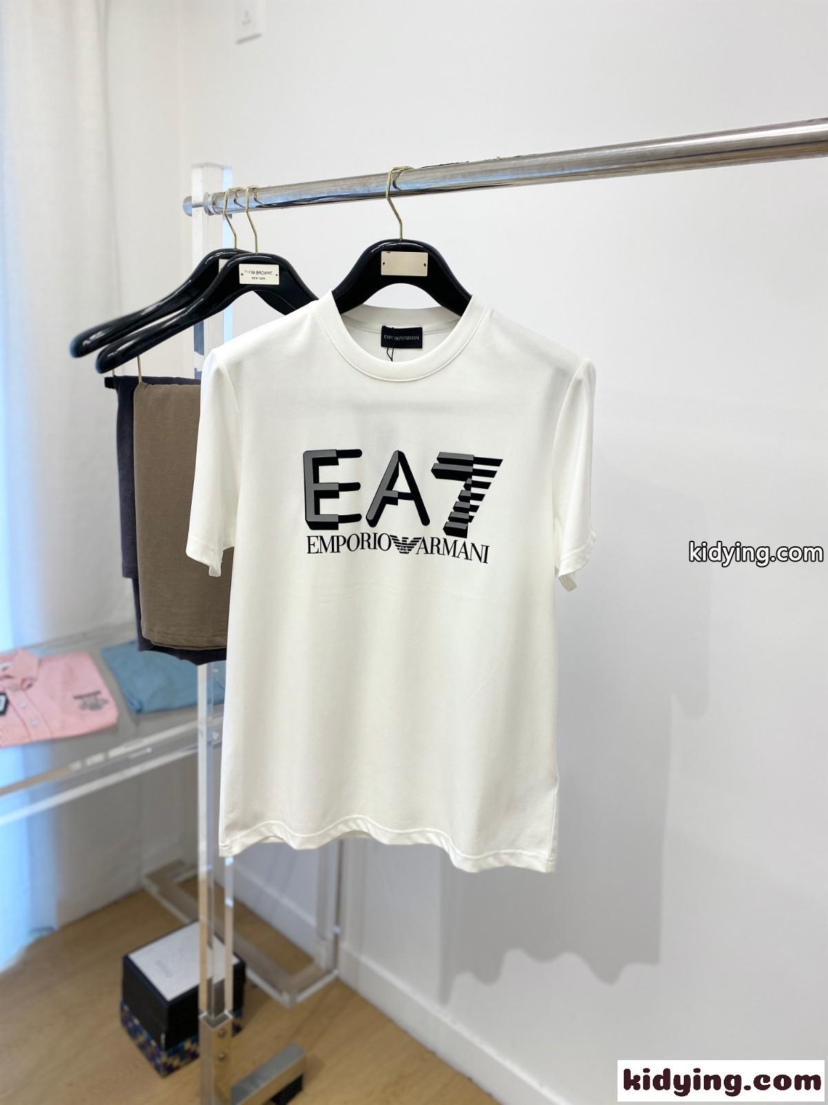ベーシック ロゴプリント コットンTシャツ アルマーニ 半袖Tシャツ コピー ホワイト-0