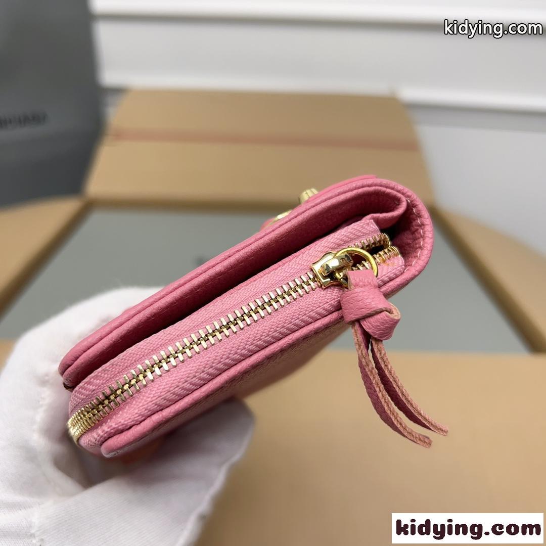 カジュアル グレインレザー コンパクトウォレット バレンシアガ 財布 コピー 二つ折り財布 ピンク-2