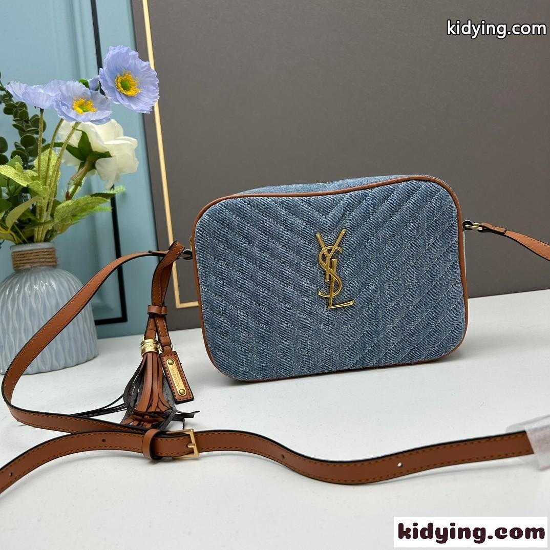 YSL デニム カメラバッグ イヴ・サンローラン バッグ コピー レディース ショルダーバッグ-0