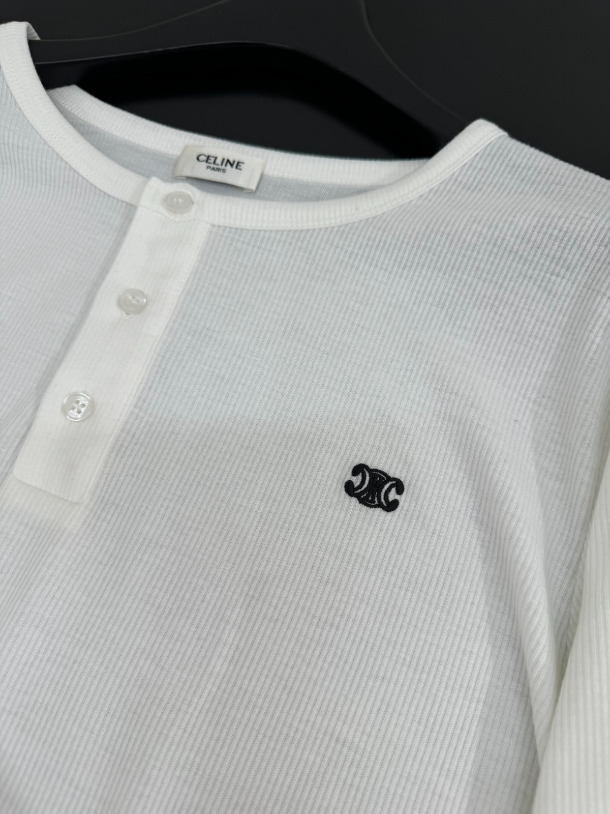 洗練された ヘンリーネック 長袖トップス セリーヌ Tシャツ コピー ホワイト-4