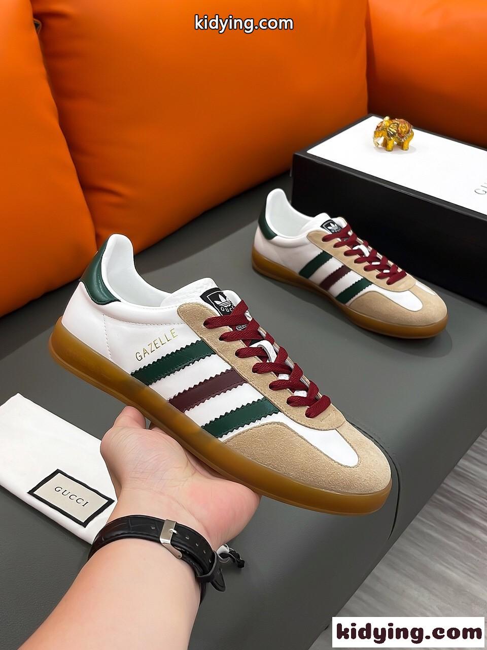 adidas X Gucci 人気 おしゃれ 異素材 軽量 滑り止め グッチ スニーカー コピー レースアップ スポーツ 靴-0