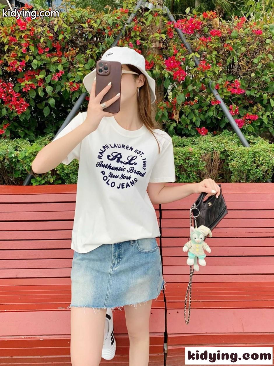 カジュアル ロゴ入り 半袖Tシャツ ラルフローレン Tシャツ 偽物 ホワイト-4