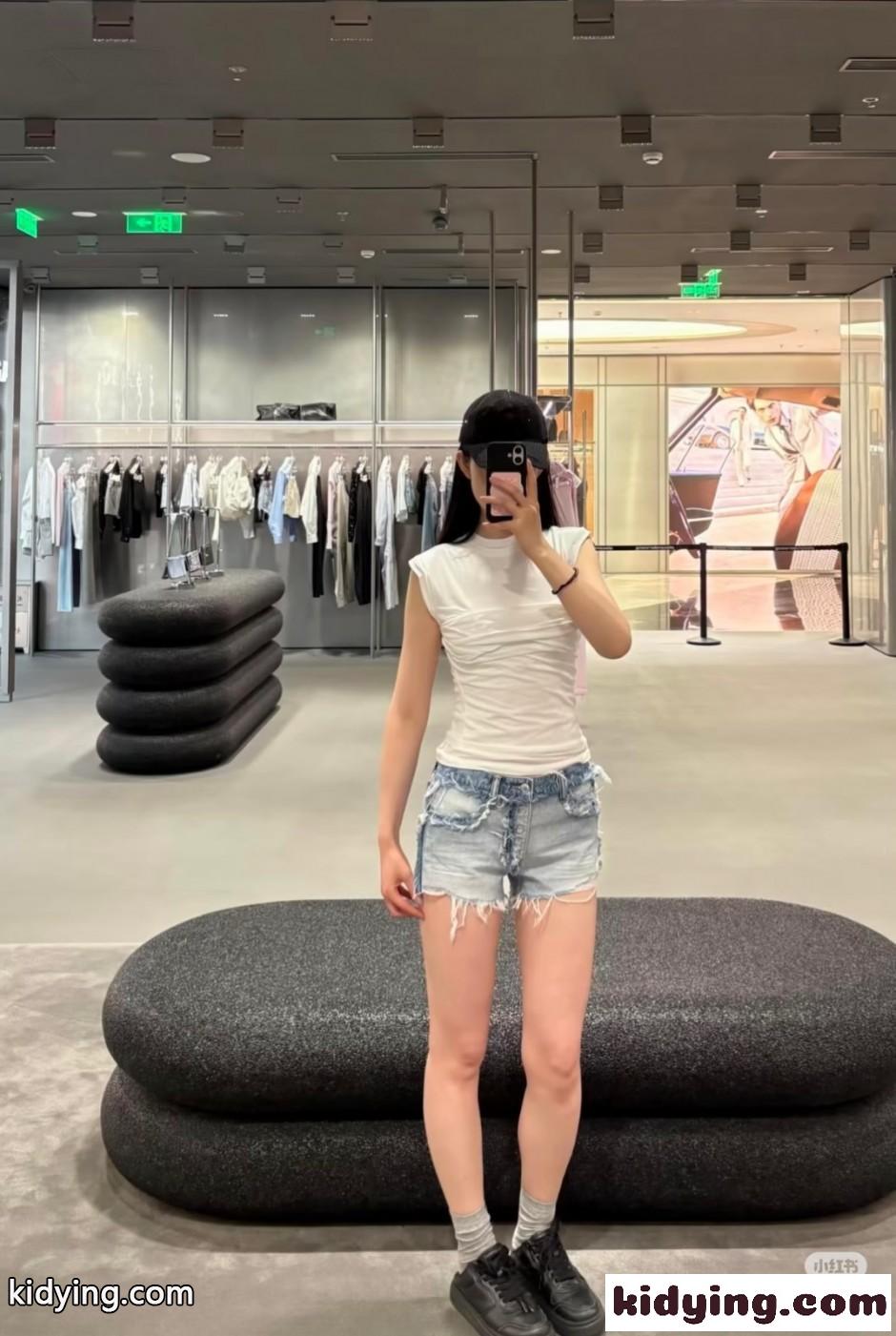 フリンジ加工 デニム ショートパンツ アレキサンダーワング ジーンズ コピー-4