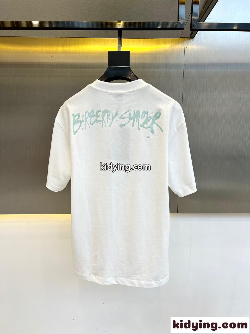 カジュアル フロッグ コットンTシャツ バーバリー 半袖Tシャツ コピー ホワイト-3