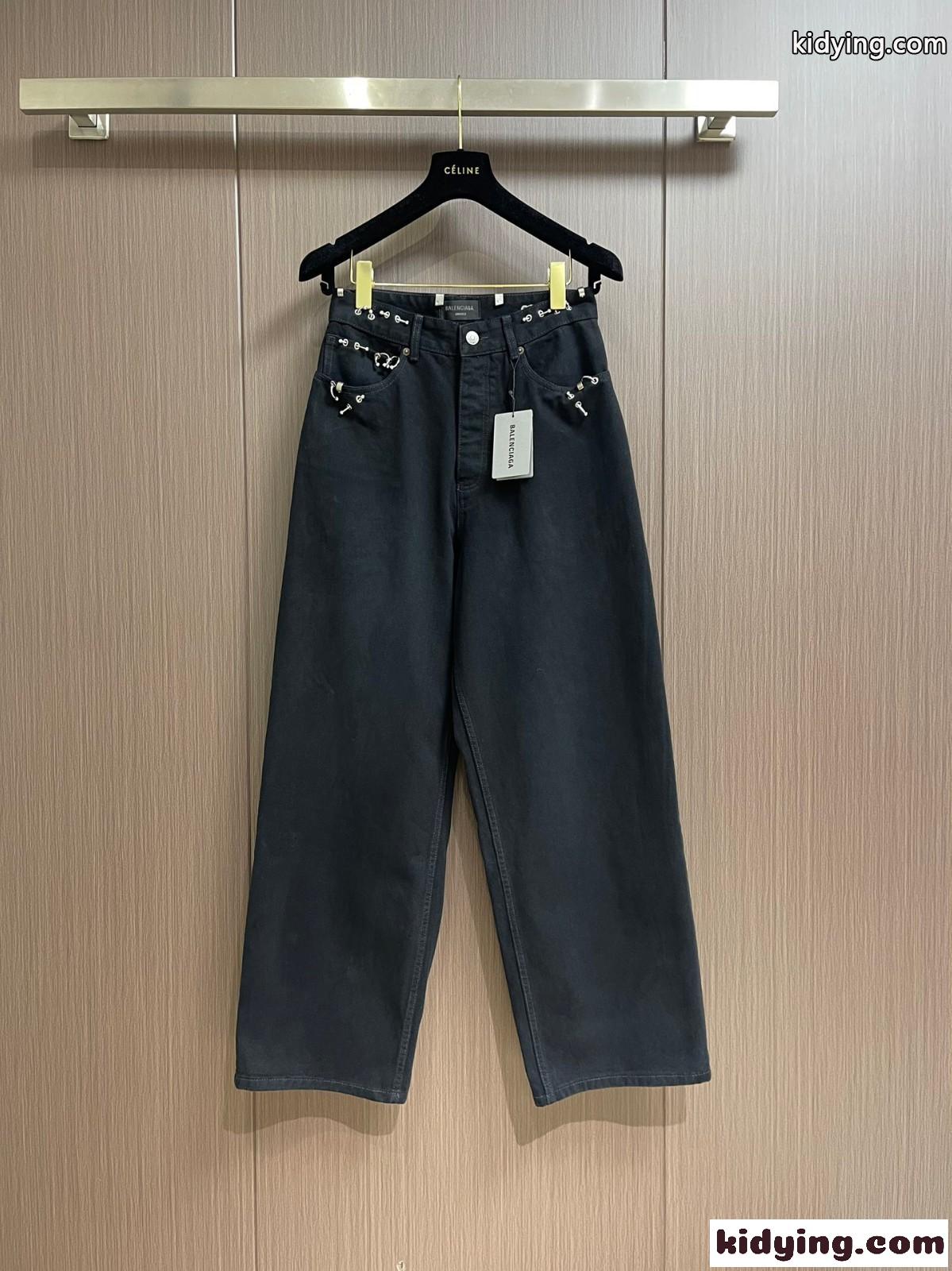大人気 ユニセックス PIERCED BAGGY パンツ バレンシアガ ジーンズ コピー デニムパンツ-0