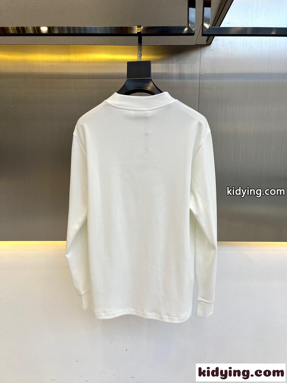 ベーシック ロゴ コットン 長袖Tシャツ モンクレール Tシャツ コピー ホワイト-3