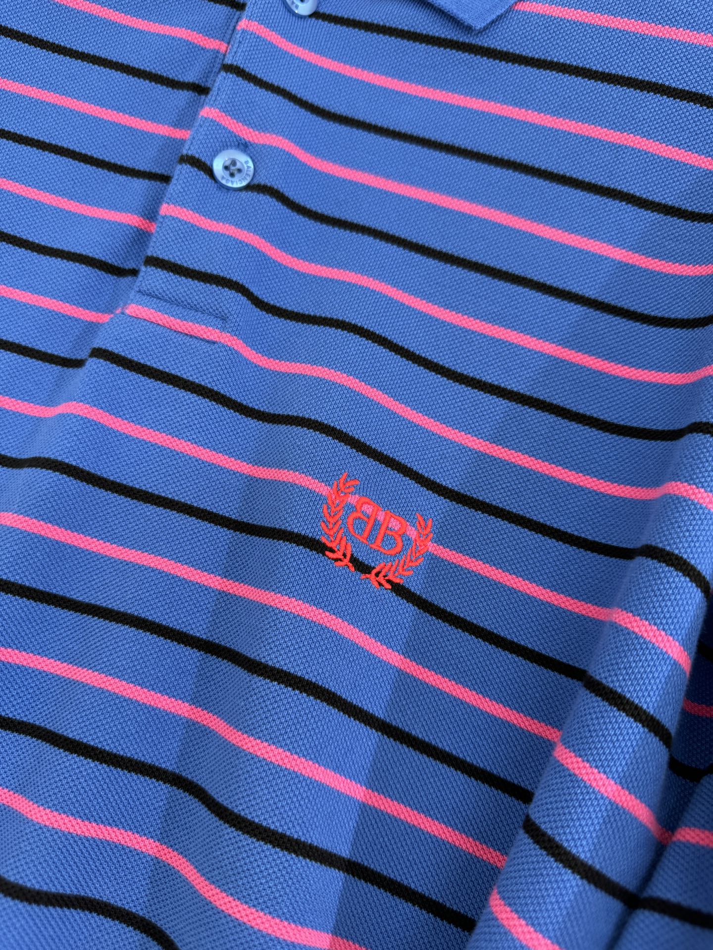 バレンシアガ Tシャツ コピー ユニセックス ローレル コットン ピケ ポロシャツ ブルー-2