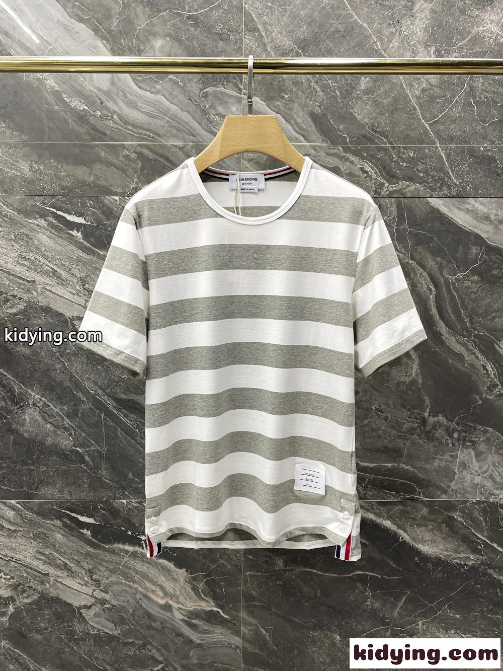 コットン 人気 カジュアル トムブラウン tシャツ コピー シンプル 爽やか 上品 ボーダー柄 半袖-0