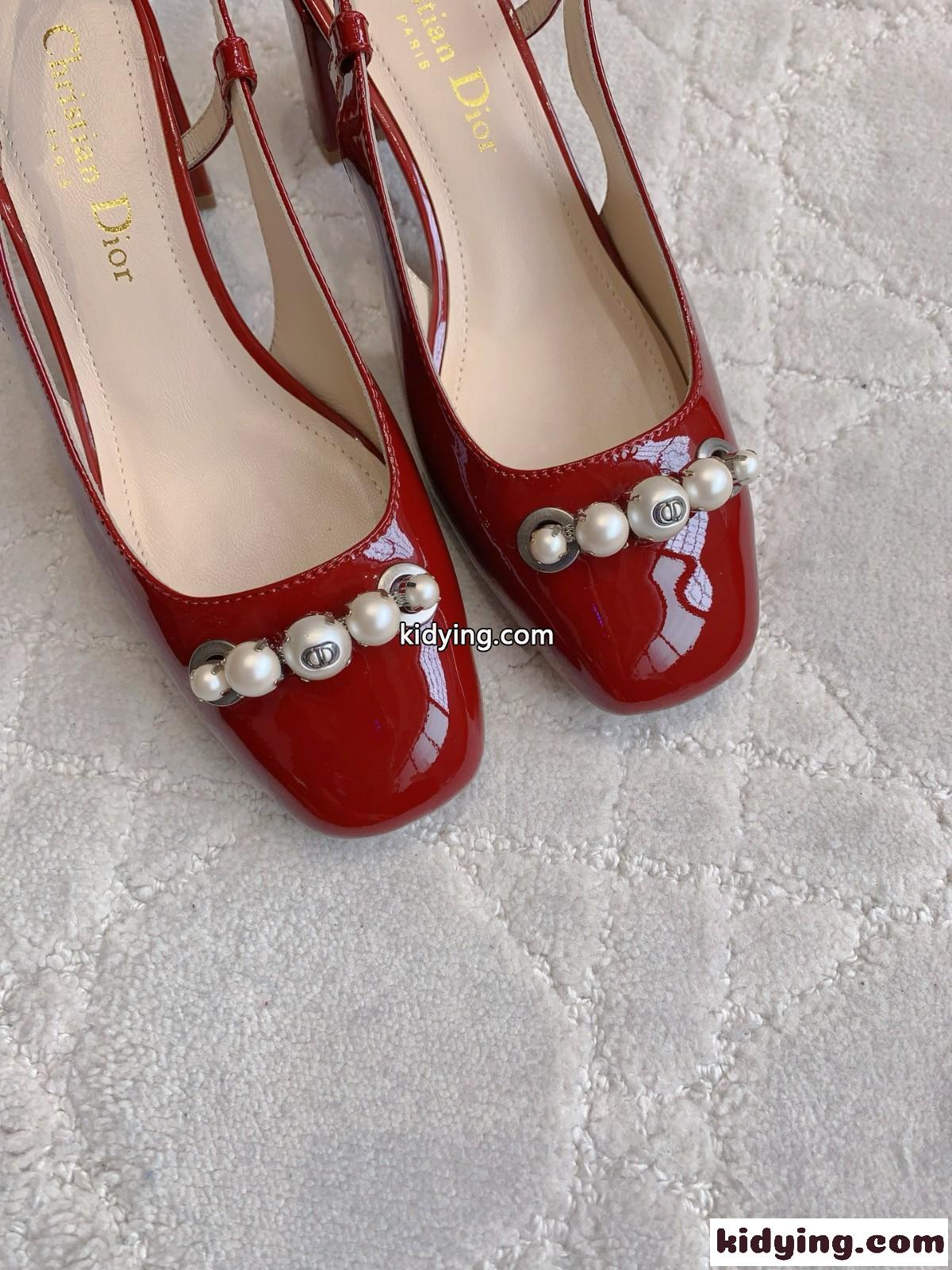 エレガント Dior Paris スリングバックパンプス クリスチャン・ディオール コピー レッド-2