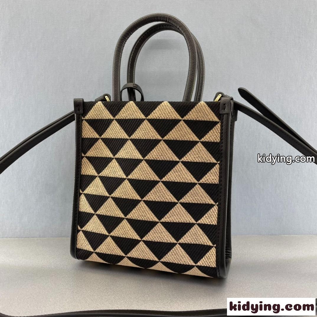 レディース 新作 ミニ トートバッグ 刺繍 ショルダー付き 斜め掛け プラダ バッグ 人気 コピー 幾何学柄-2
