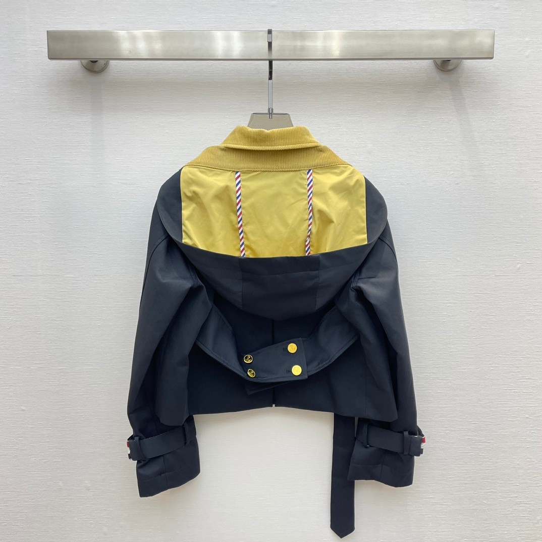 フード取り外し可 クロップ丈 カーコート トムブラウン ジャケット コピー ブルー-1