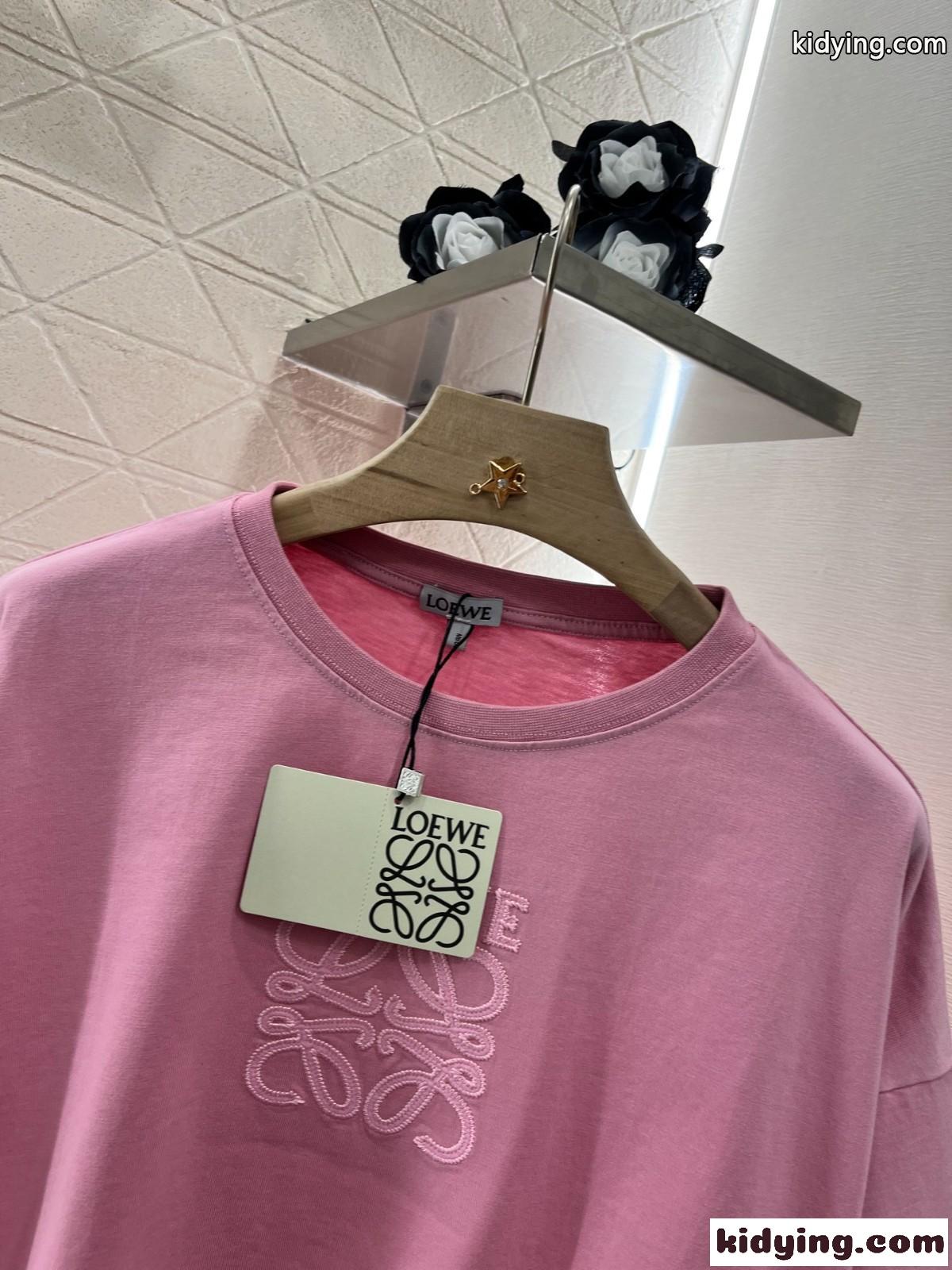 カジュアル アナグラム クロップドTシャツ ロエベ Tシャツ コピー ピンク-4