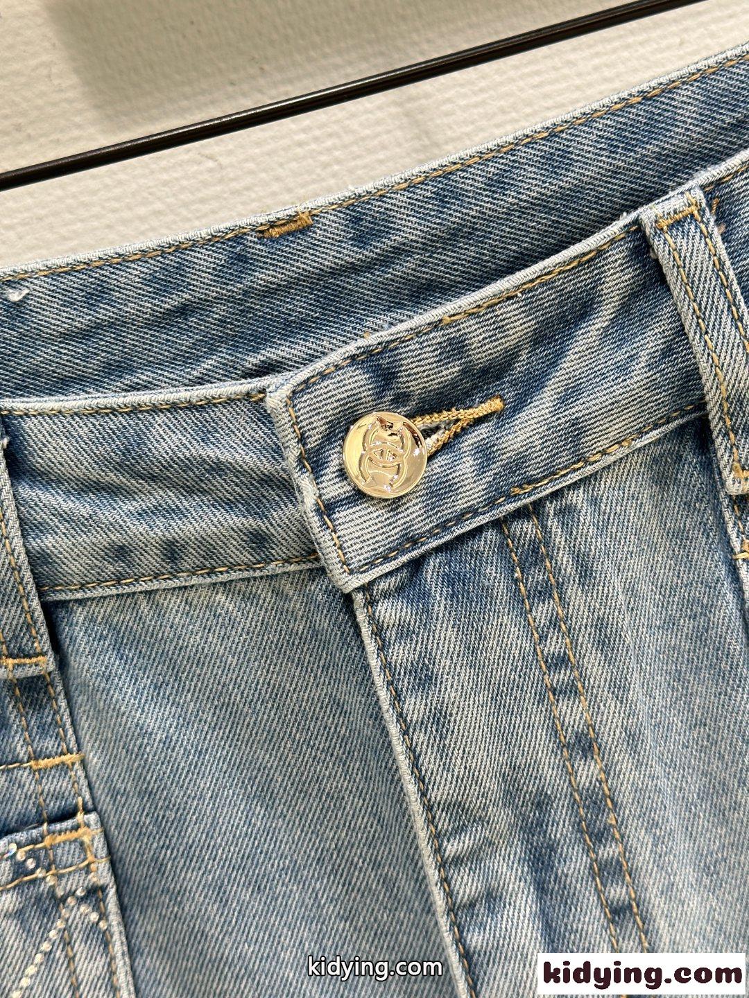 お洒落 合わせやすい シャネル ジーンズ コピー ストレート デニムパンツ-2