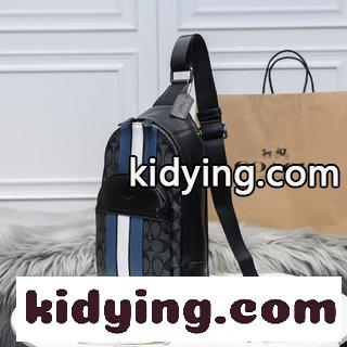 COACHコーチの男性バッグ 新しいおしゃれで青白の縞模様のショルダーバッグ コーチバッグ 売るコピー-0