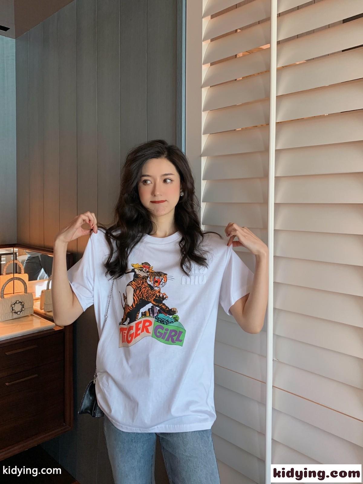 レディース ファッション プリント クールネックミュウミュウ 半袖tシャツ コピー 定番 人気 トップス ホワイト-0