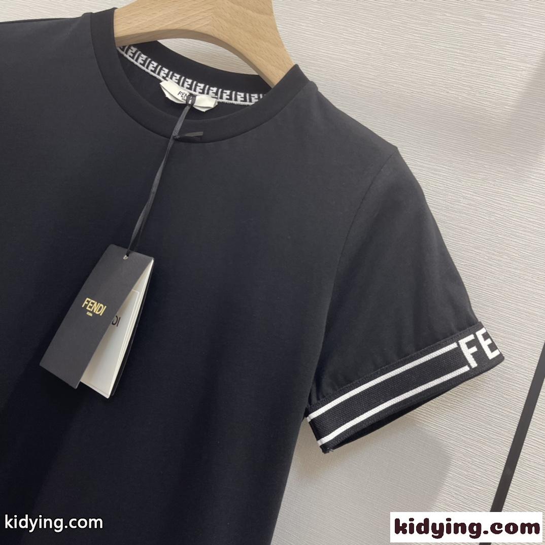 3色あり シンプル 無地 クルーネック フェンディ 半袖tシャツ コピー カジュアル コットン トップス-4