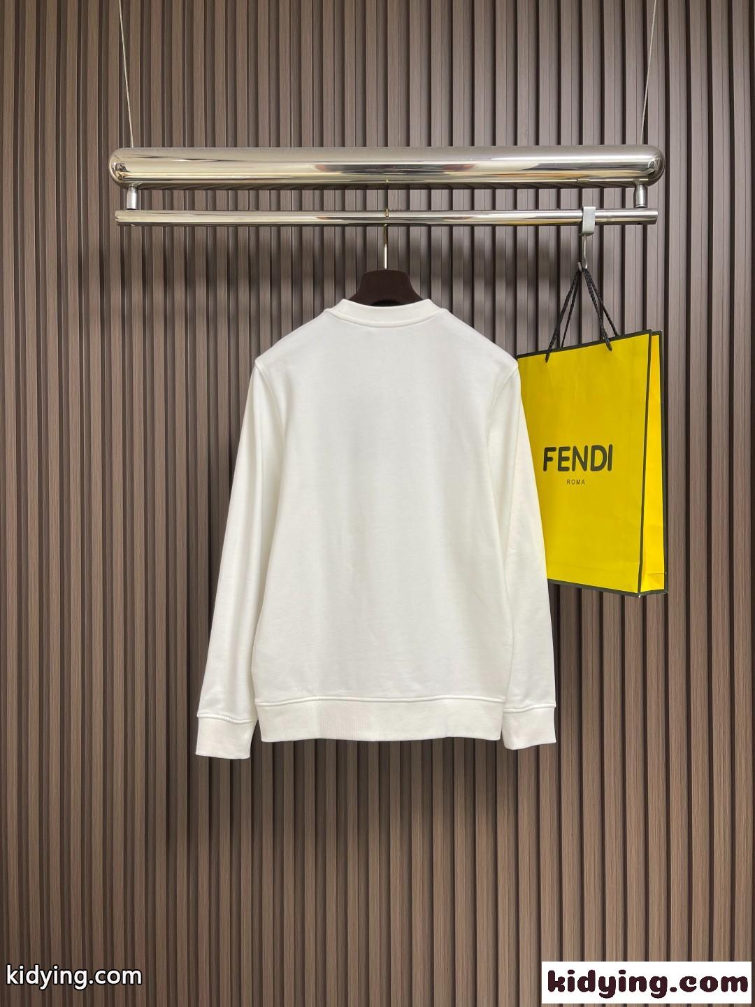 お洒落 ロゴ 長袖 スウェットシャツ フェンディ Tシャツ 偽物 クルーネック-2