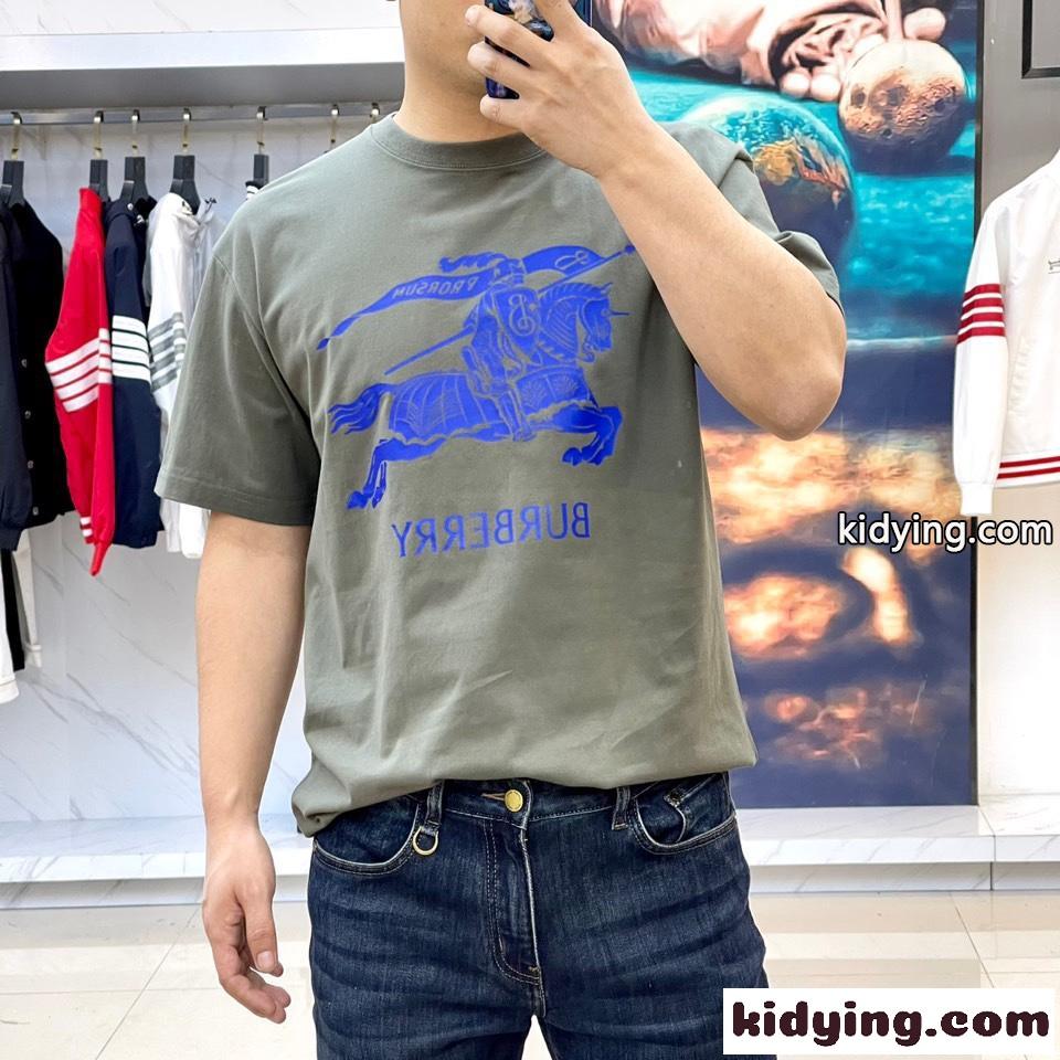 ベーシック 着回し ロゴ クルーネック バーバリー Tシャツ コピー メンズ 半袖 トップス グリーン-1
