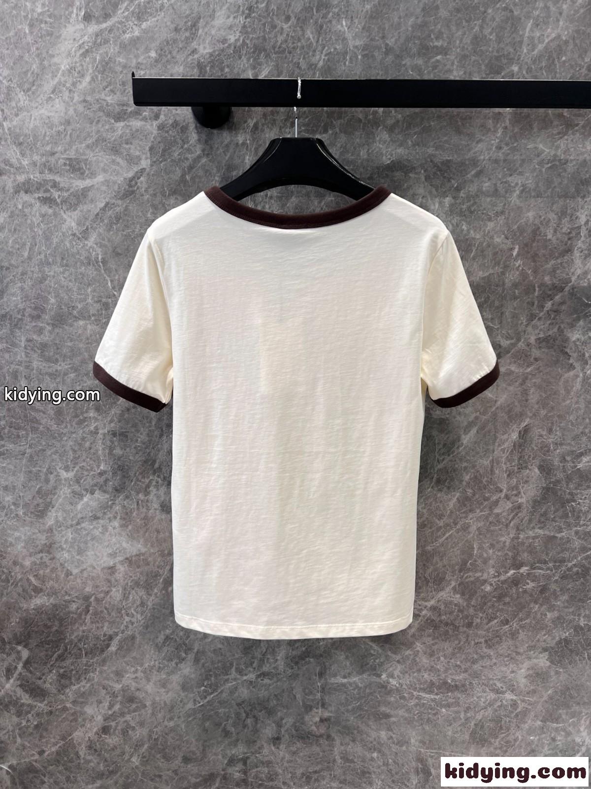 飽きのこない 人気 コットン 半袖Tシャツ セリーヌ Tシャツ コピー ホワイト-0