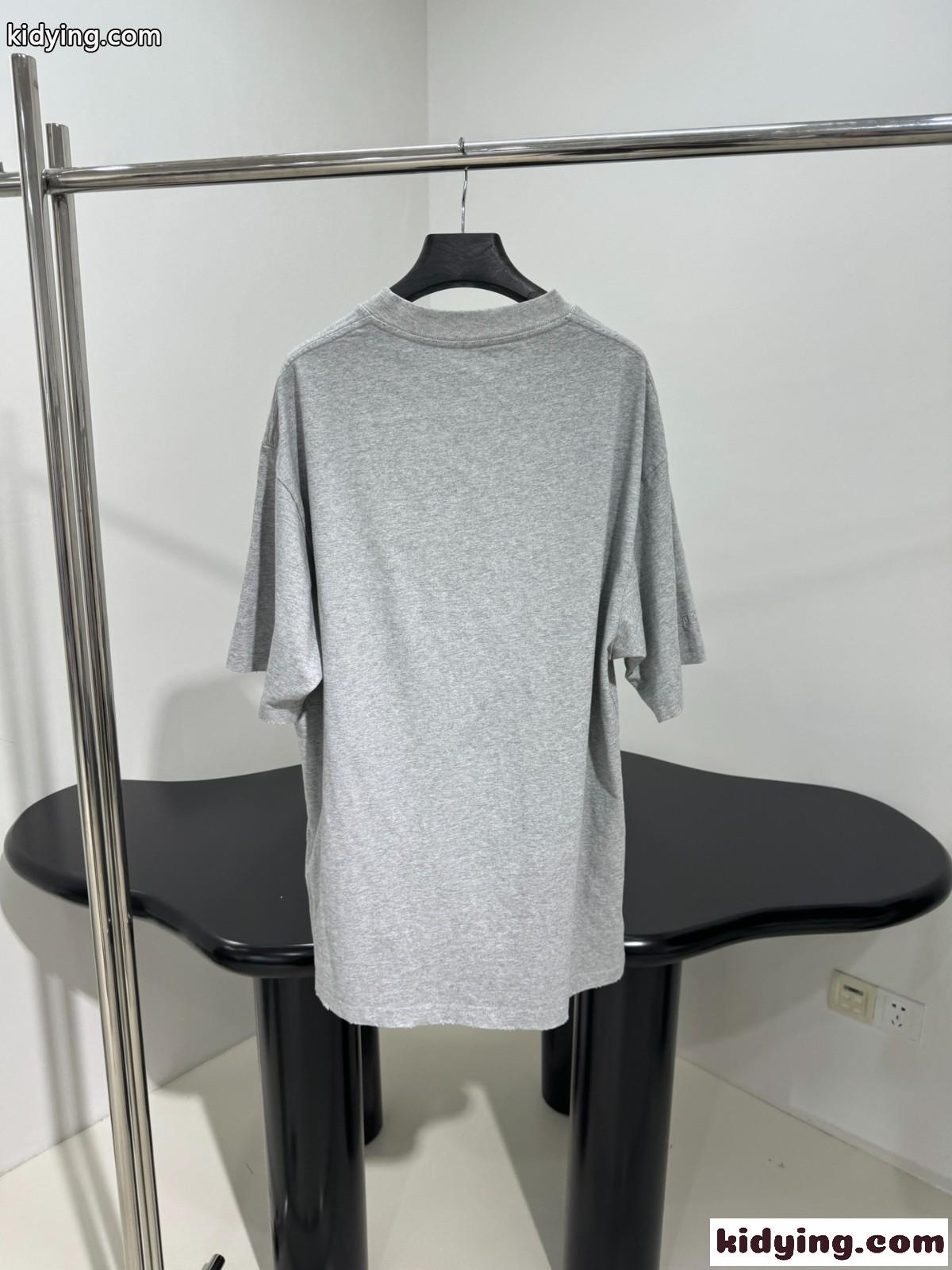 ユニセックス バレンシアガ Tシャツ コピー オーバーサイズ 半袖Tシャツ グレー-0