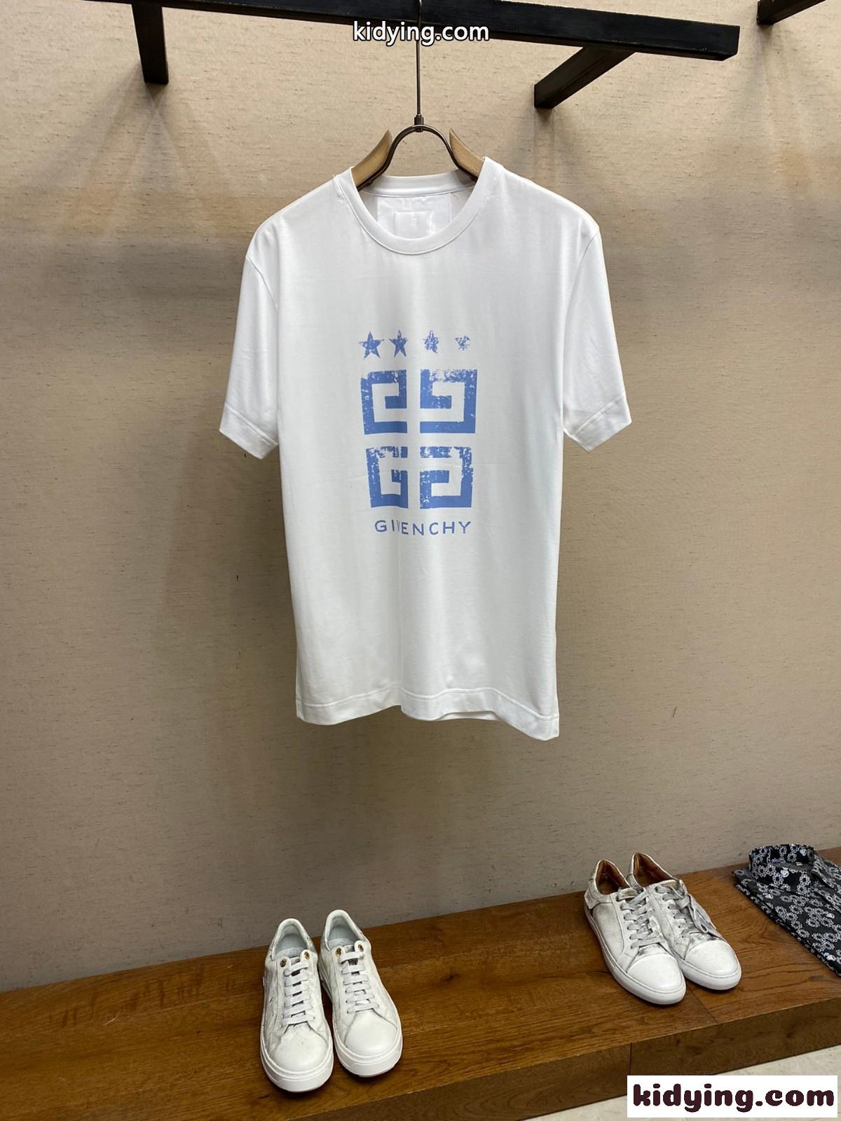 カジュアル 4Gスター コットン 半袖Tシャツ ジバンシィ Tシャツ コピー ホワイト-0